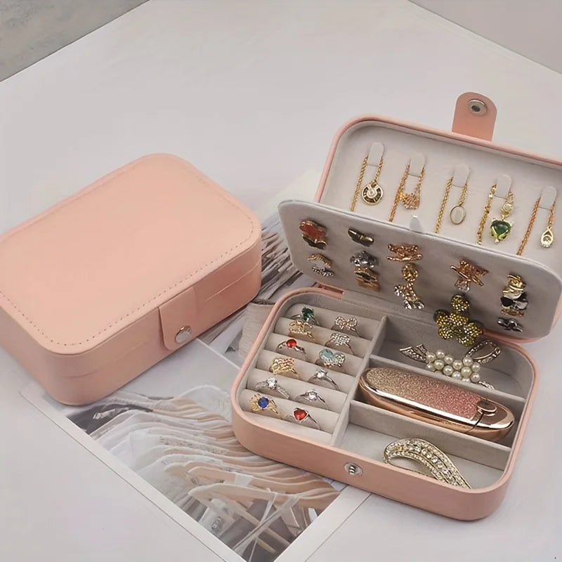 Personalized Customized Portable Button Jewelry Box Travel Storage Earrings Earrings Necklace Rings Exquisite Small Jewelry Box