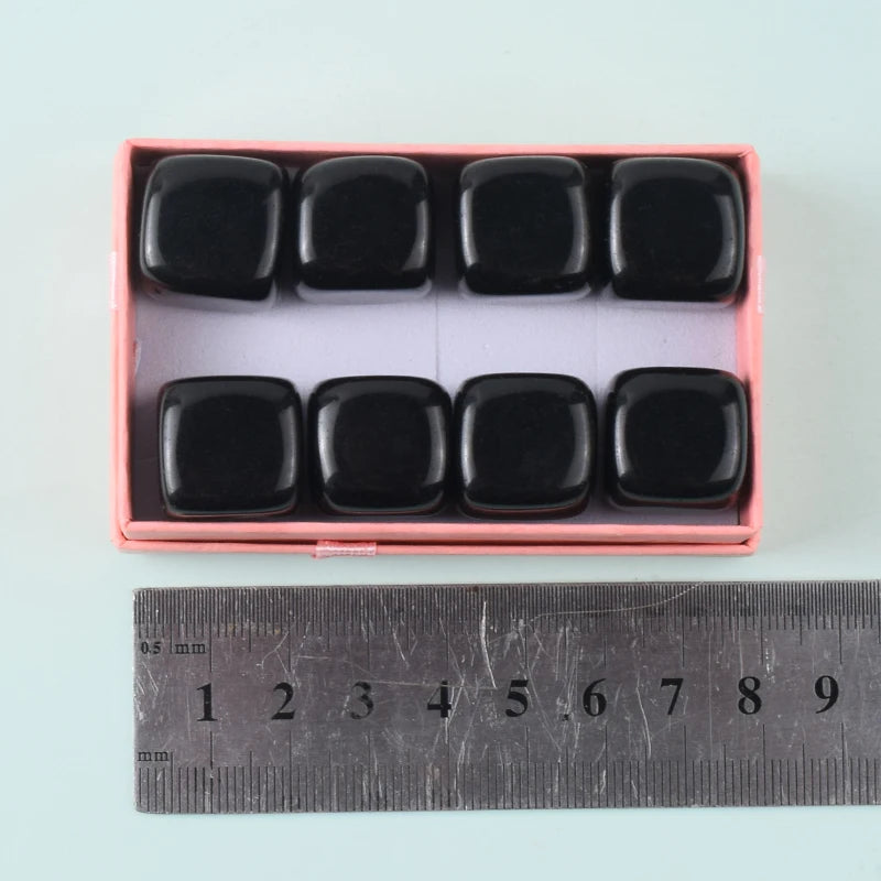 Obsidian Tumbled Stone  Cube Quartz Crystal Healing Polishing Natural Rock Cube Bead For Chakra Healing Home Decoration Accessor
