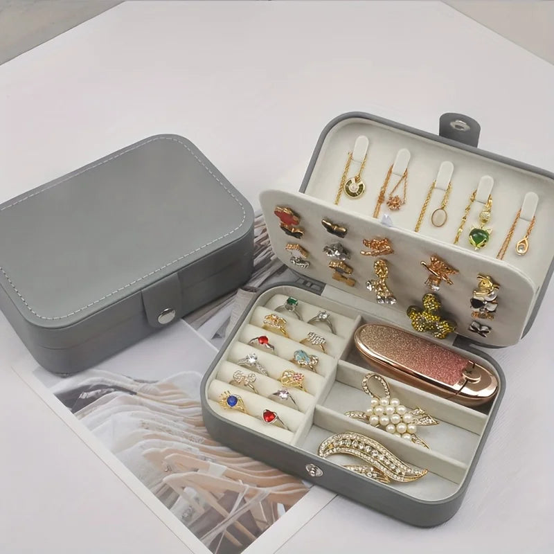 Personalized Customized Portable Button Jewelry Box Travel Storage Earrings Earrings Necklace Rings Exquisite Small Jewelry Box