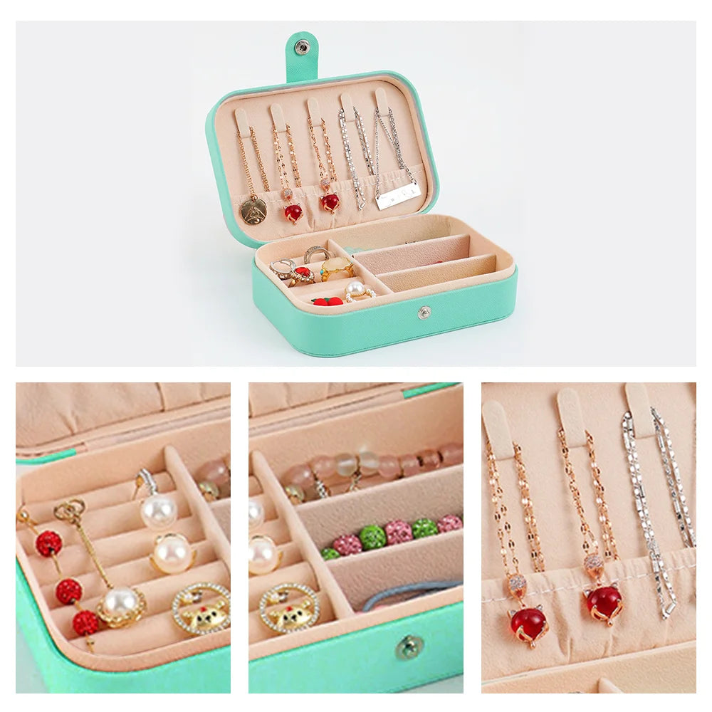 Personalized Customized Portable Button Jewelry Box Travel Storage Earrings Earrings Necklace Rings Exquisite Small Jewelry Box