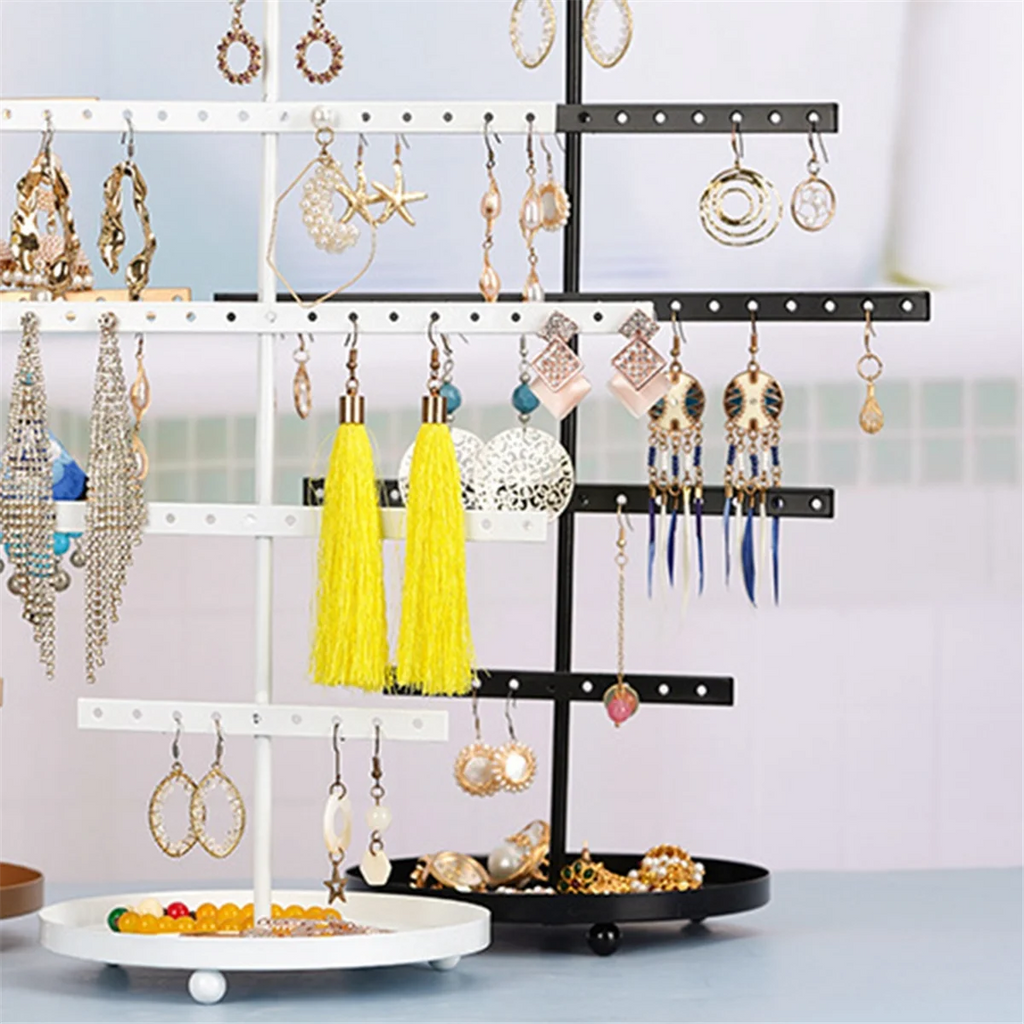 ABQR Black 3-Layer Simple Earring Storage Rack Earring Stand Jewelry Display Stand Earrings Necklaces Rings Jewelry Stand