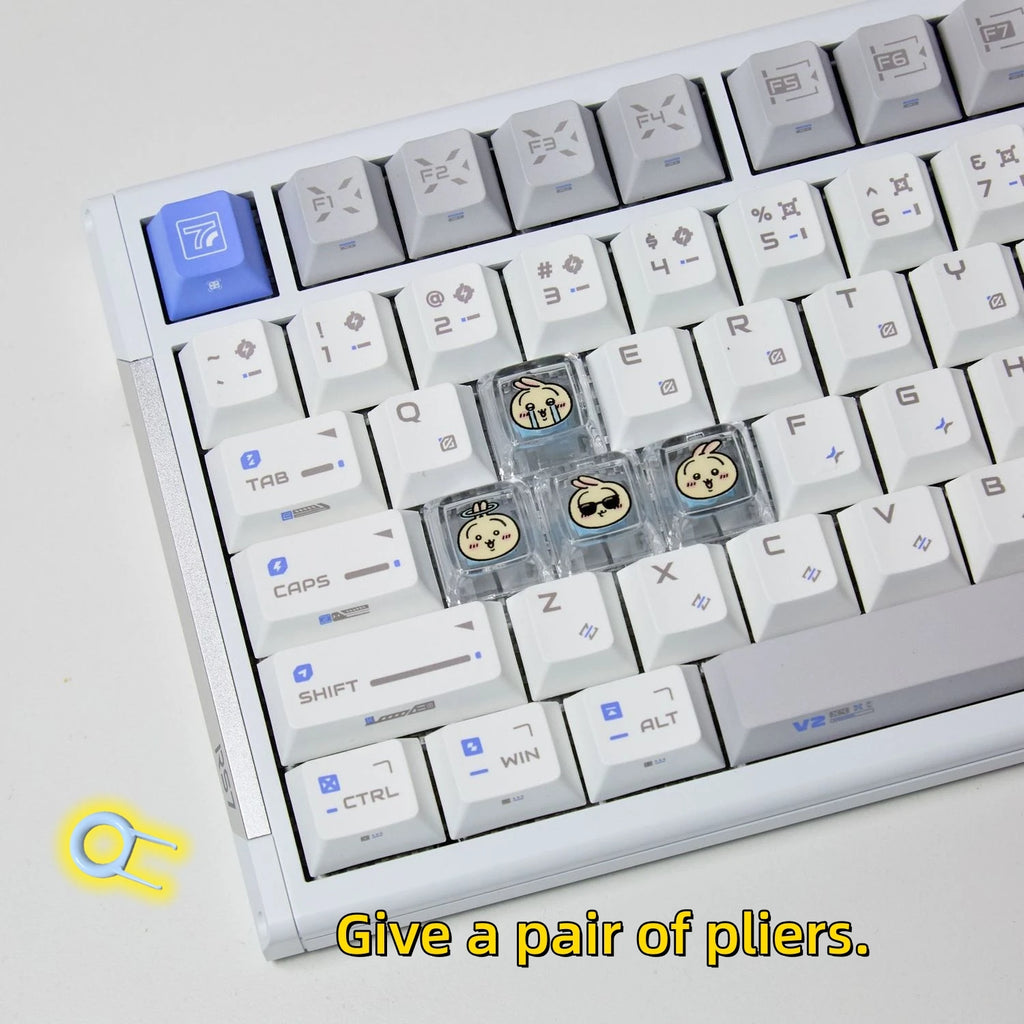 Chiikawa Artisan Keycaps, Transparent PC Glow Keycaps for Mechanical Keyboard, Custom Anime Keycaps