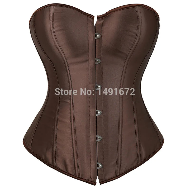 Corset Top Bustiers Overbust Satin Sexy Victorian Corsets Corselet Brocade Vintage Style Korsett for Women Plus Size Pink Green