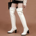 ORCHA LISA Big Size 33-50 Women Thigh High Boots Faux Leather Side Block Heels Long Boots White Dress Party Shoes F1316