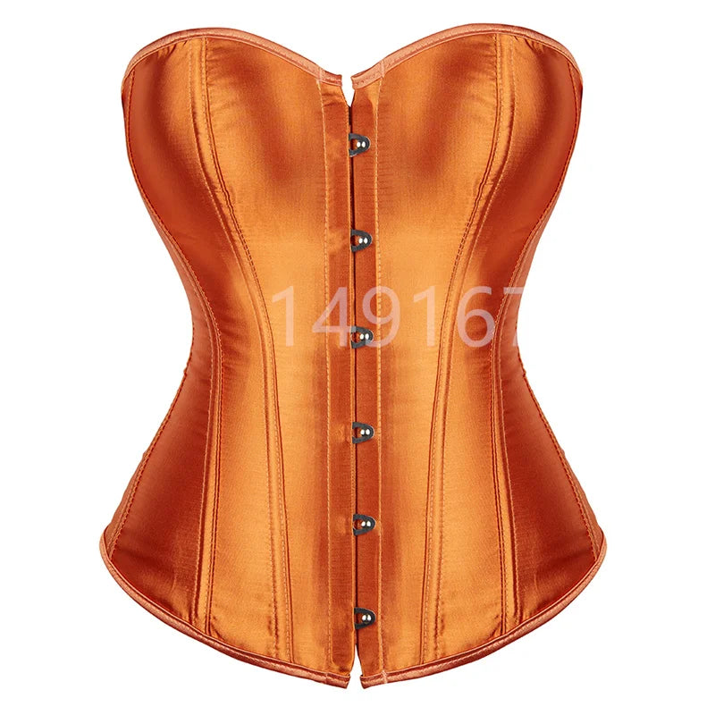 Corset Top Bustiers Overbust Satin Sexy Victorian Corsets Corselet Brocade Vintage Style Korsett for Women Plus Size Pink Green