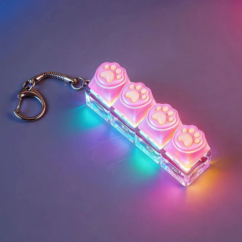 New Keyboard Keychain LED Light - Stress Anxiety Relief Fidget Toy, Portable Desktop Accessory for Office Decoration Gift