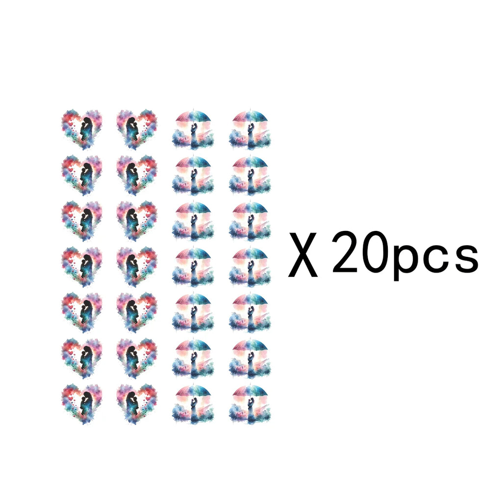 Mother's Day Gift Clay Transfer Paper - 20pcs Watercolor Mom Silhouette Water Transfer Decals for Handmade Earrings