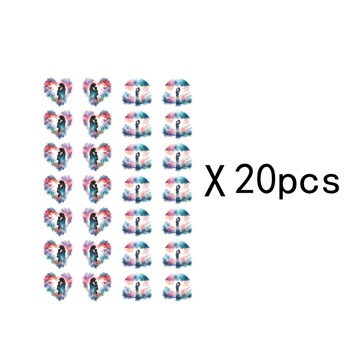 Mother's Day Gift Clay Transfer Paper - 20pcs Watercolor Mom Silhouette Water Transfer Decals for Handmade Earrings