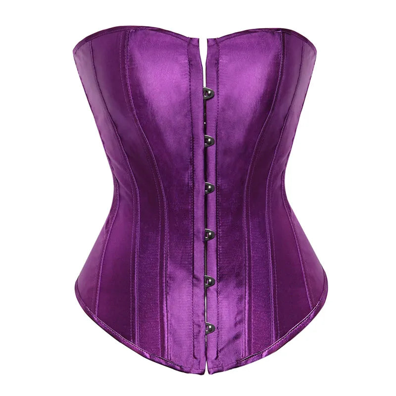 Corset Top Bustiers Overbust Satin Sexy Victorian Corsets Corselet Brocade Vintage Style Korsett for Women Plus Size Pink Green