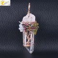 Natural Gem Stone Rock Crystal Pendant Reiki Chakra Tree of Life Handmade Wire Wrapped Clear Quartz Pendant for Necklace F517