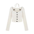 Lace Tied Up Long Sleeved T Shirts Slim Fit Thin Strap Y2k Slim Neck Hanging Tank Top Korean Style Female Top