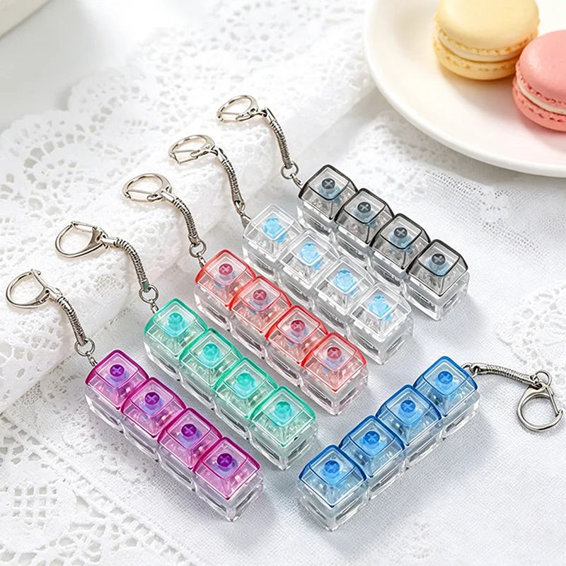 New Keyboard Keychain LED Light - Stress Anxiety Relief Fidget Toy, Portable Desktop Accessory for Office Decoration Gift