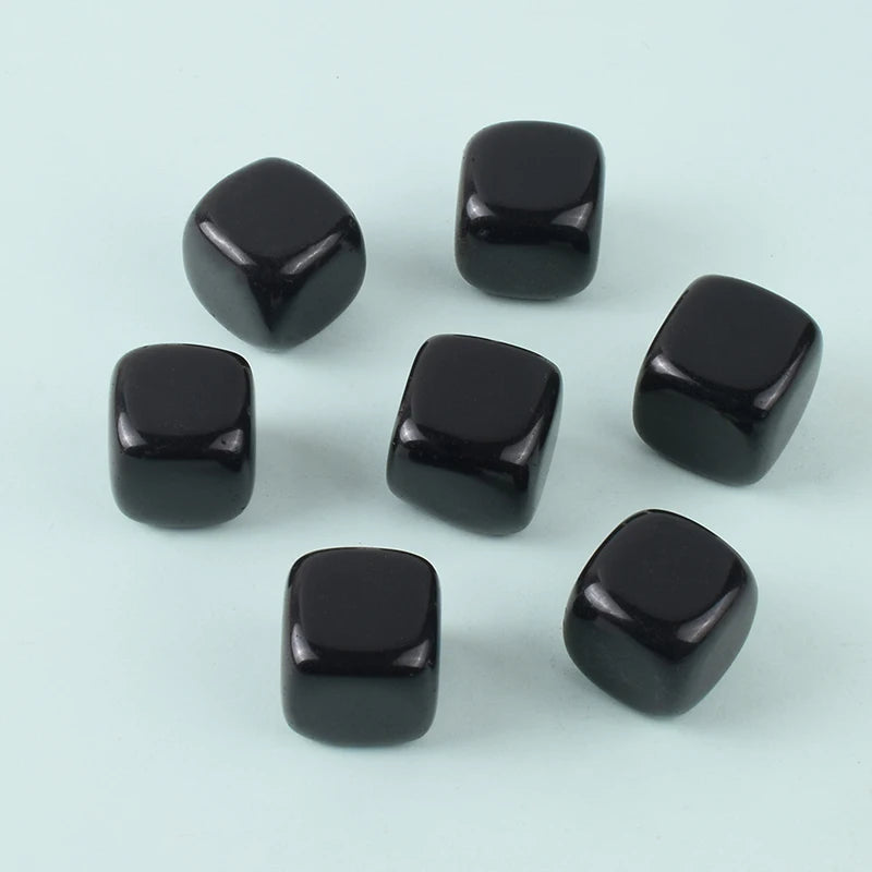 Obsidian Tumbled Stone  Cube Quartz Crystal Healing Polishing Natural Rock Cube Bead For Chakra Healing Home Decoration Accessor