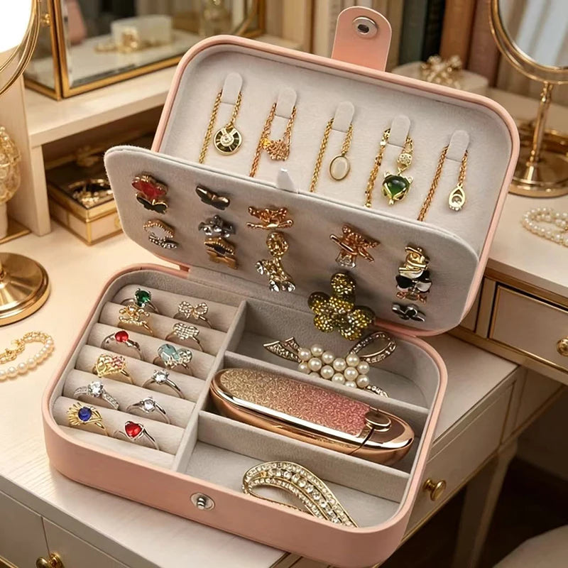 Personalized Customized Portable Button Jewelry Box Travel Storage Earrings Earrings Necklace Rings Exquisite Small Jewelry Box