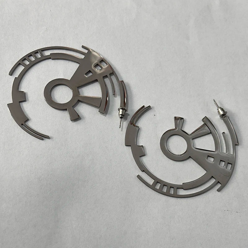 Hollow Punk Mechanical Cyberpunk Earrings Unisex Couple Y2k Circular Gear Shape Ear Studs Jewelry Accessories Gift