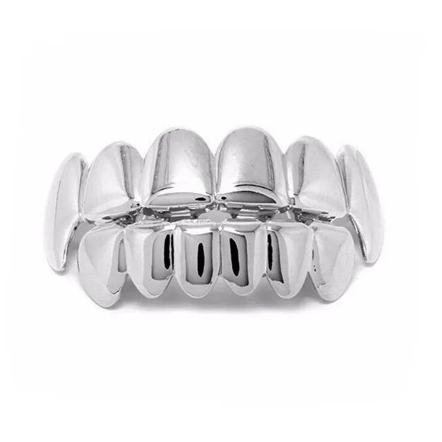 TOPGRILLZ New Fit Rose Gold Color Plated Hip Hop Teeth Grillz Caps Top&Bottom Grill Set for Christmas Party Vampire Tooth Grillz