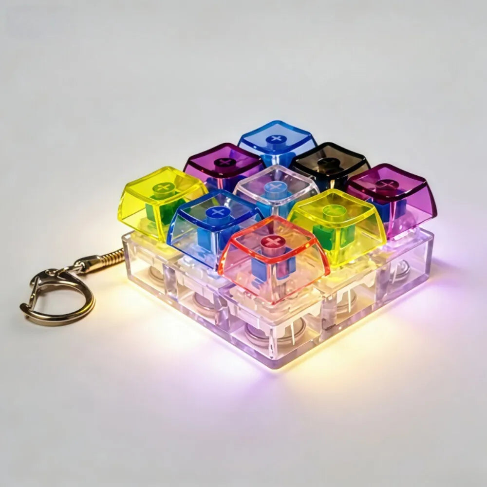 New Keyboard Keychain LED Light - Stress Anxiety Relief Fidget Toy, Portable Desktop Accessory for Office Decoration Gift
