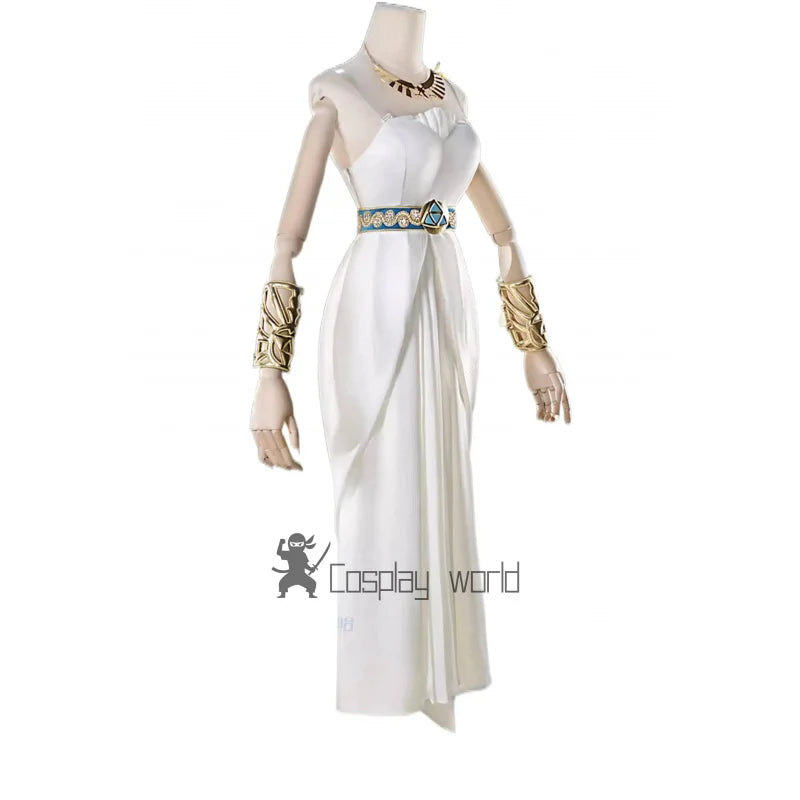 Game Zelda Cosplay Princess Zelda Costume  Wig Women's White Dress Uniform Halloween Party Anime Role Play Outfit