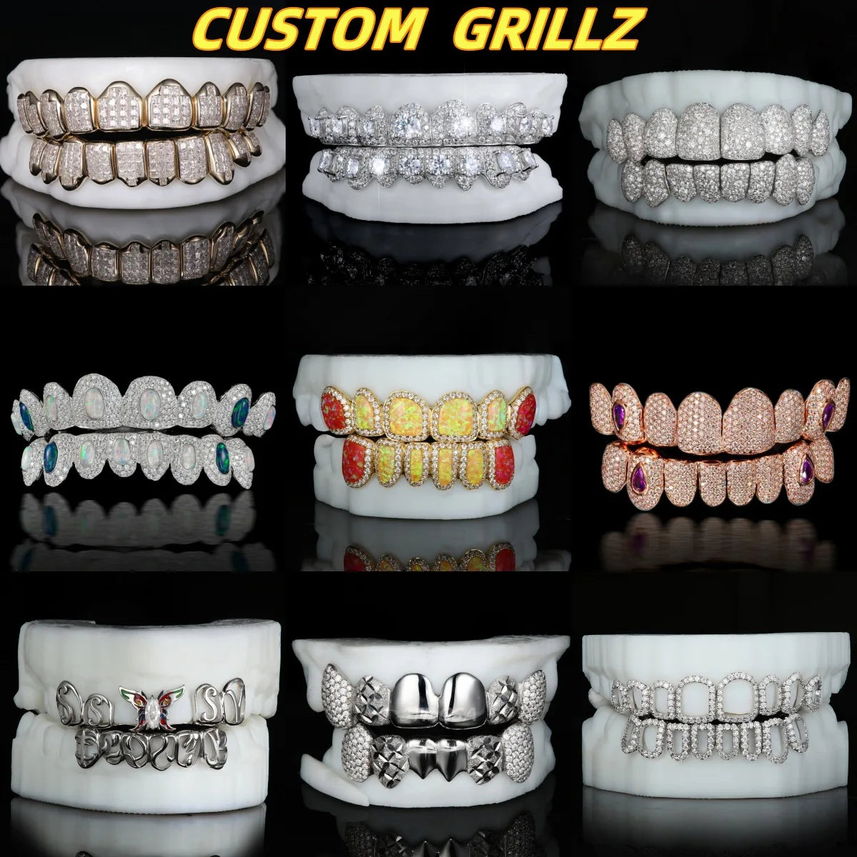 Factory Price Custom Honeycomb 925 Silver Jewelry Teeth Grillz Iced Out Diamond Cut Vvs Moissanite Grillz For Rapper Teeth