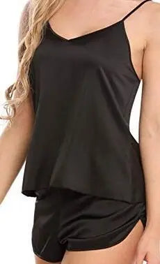 Women V Neck Lace Sleeveless Camisole Vest Loose Shorts Solid Color Simple Summer New Style Comfortable Daily Casual Home Wear