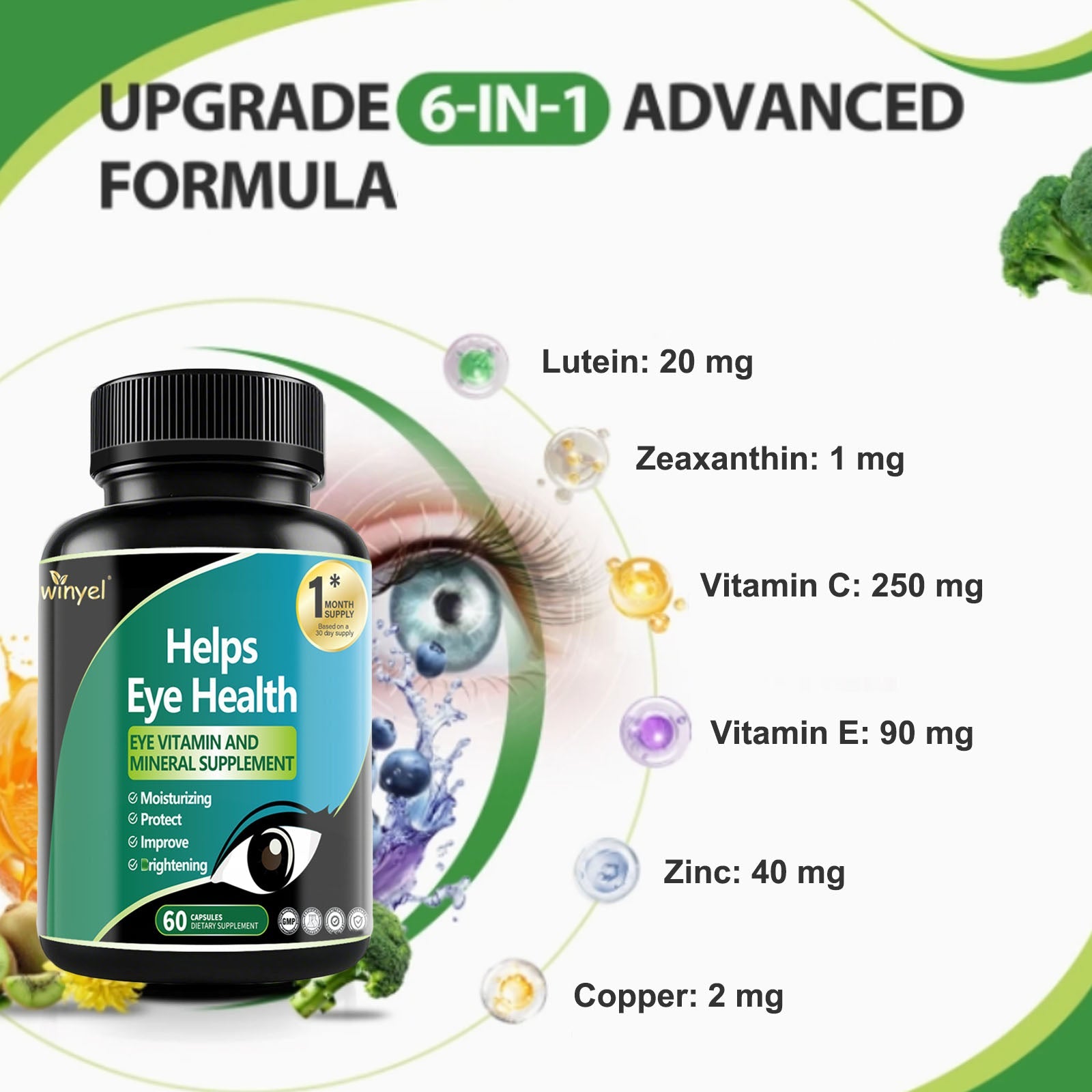 Lutein Eye Supplement - Vitamins, 30-Day Supply For Vision Clarity &