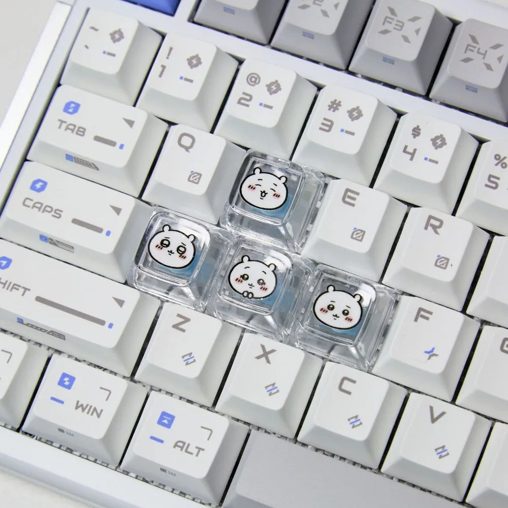 Chiikawa Artisan Keycaps, Transparent PC Glow Keycaps for Mechanical Keyboard, Custom Anime Keycaps