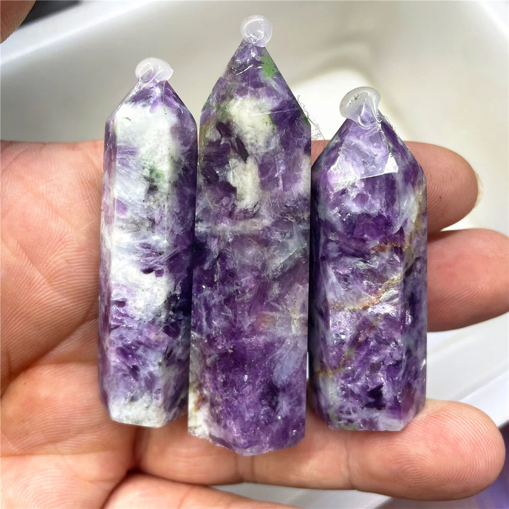 6-7CM New Arrival Real Gemstones Purple Mica Crystal Natural Rocks Points Energy Mineral Wand Tower Chakra Decor 2025 Hot Sell