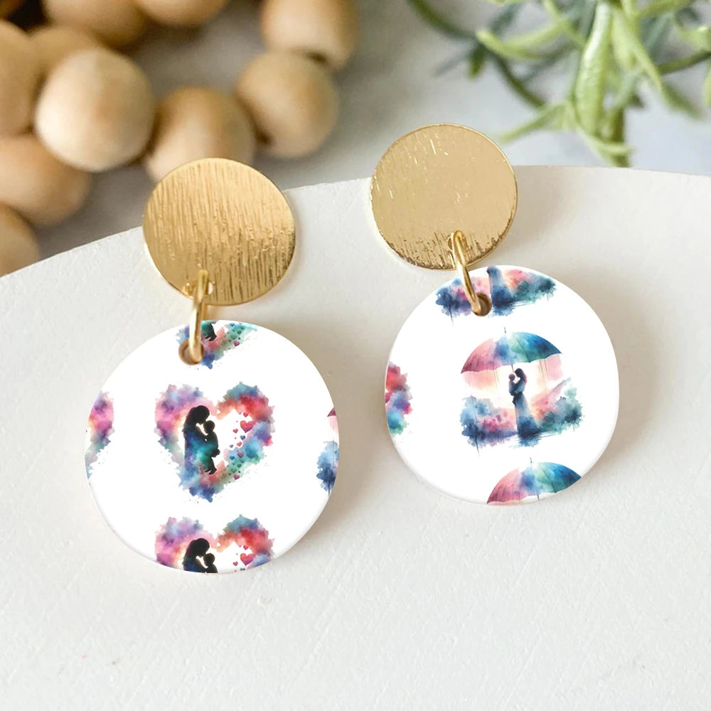 Mother's Day Gift Clay Transfer Paper - 20pcs Watercolor Mom Silhouette Water Transfer Decals for Handmade Earrings
