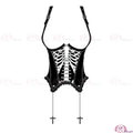 Halloween Gothic Skull Short Dress Cosplay Lolita Punk Steampuff Black Corset Outfit Jirai Kei Halloween Christmas Costume Anime