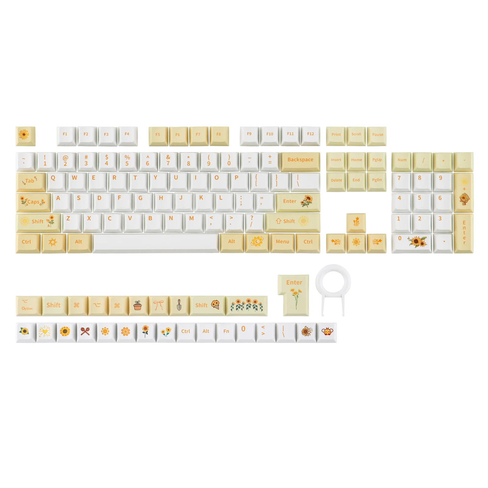 EPOMAKER Sunflower Keycaps Set 133 Cherry Profile Dye-Sub PBT Keys for Mechanical Gaming Keyboard with Front Printed Legends
