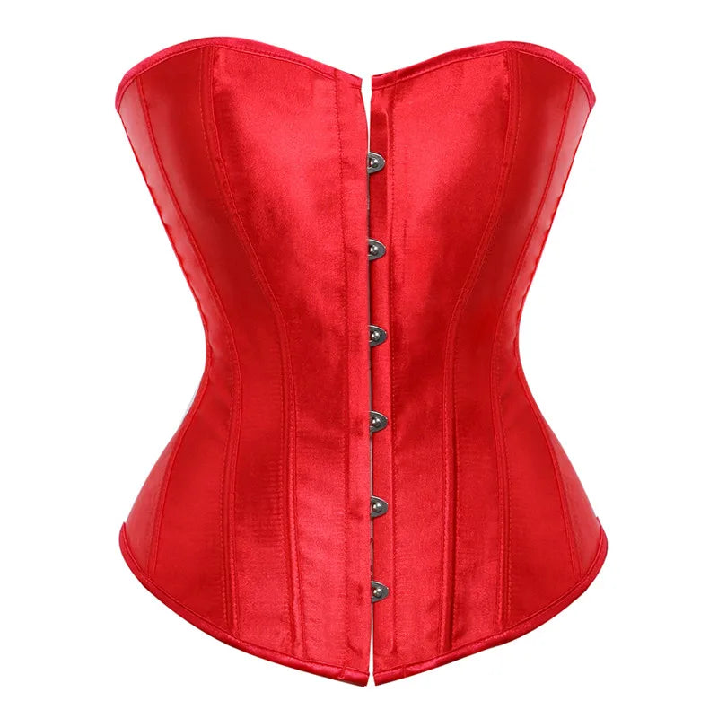 Corset Top Bustiers Overbust Satin Sexy Victorian Corsets Corselet Brocade Vintage Style Korsett for Women Plus Size Pink Green
