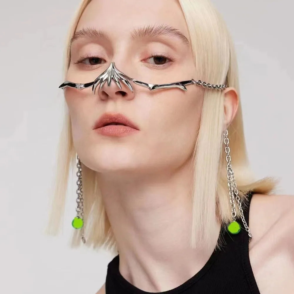 Punk Mechanical Blood Blade Alien Fluid Design Lip Ring Face Ear Jewelry Adjustable Gothic Exaggerated Party Body Accessories