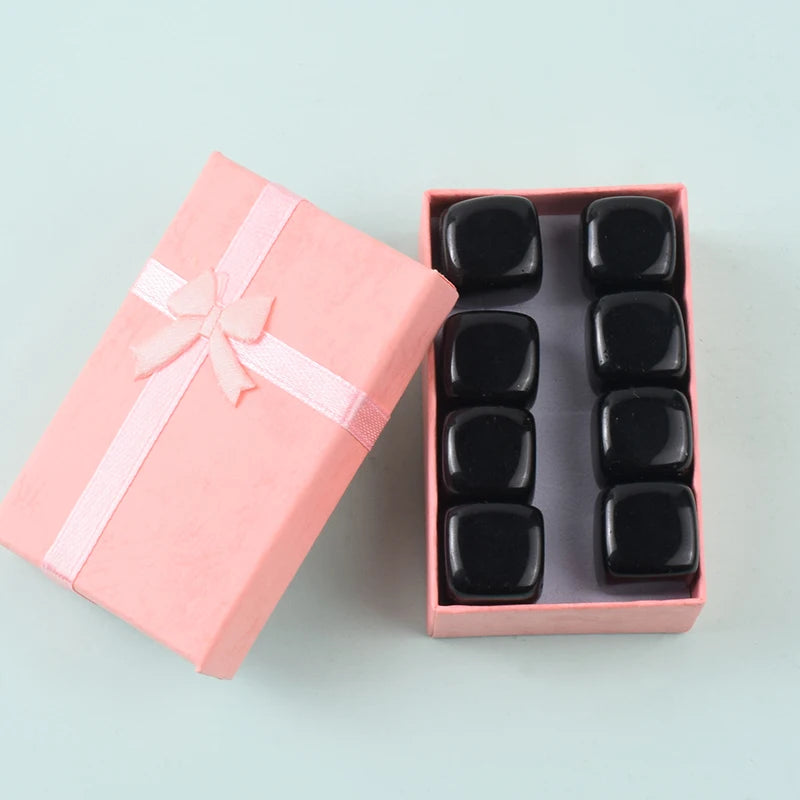 Obsidian Tumbled Stone  Cube Quartz Crystal Healing Polishing Natural Rock Cube Bead For Chakra Healing Home Decoration Accessor