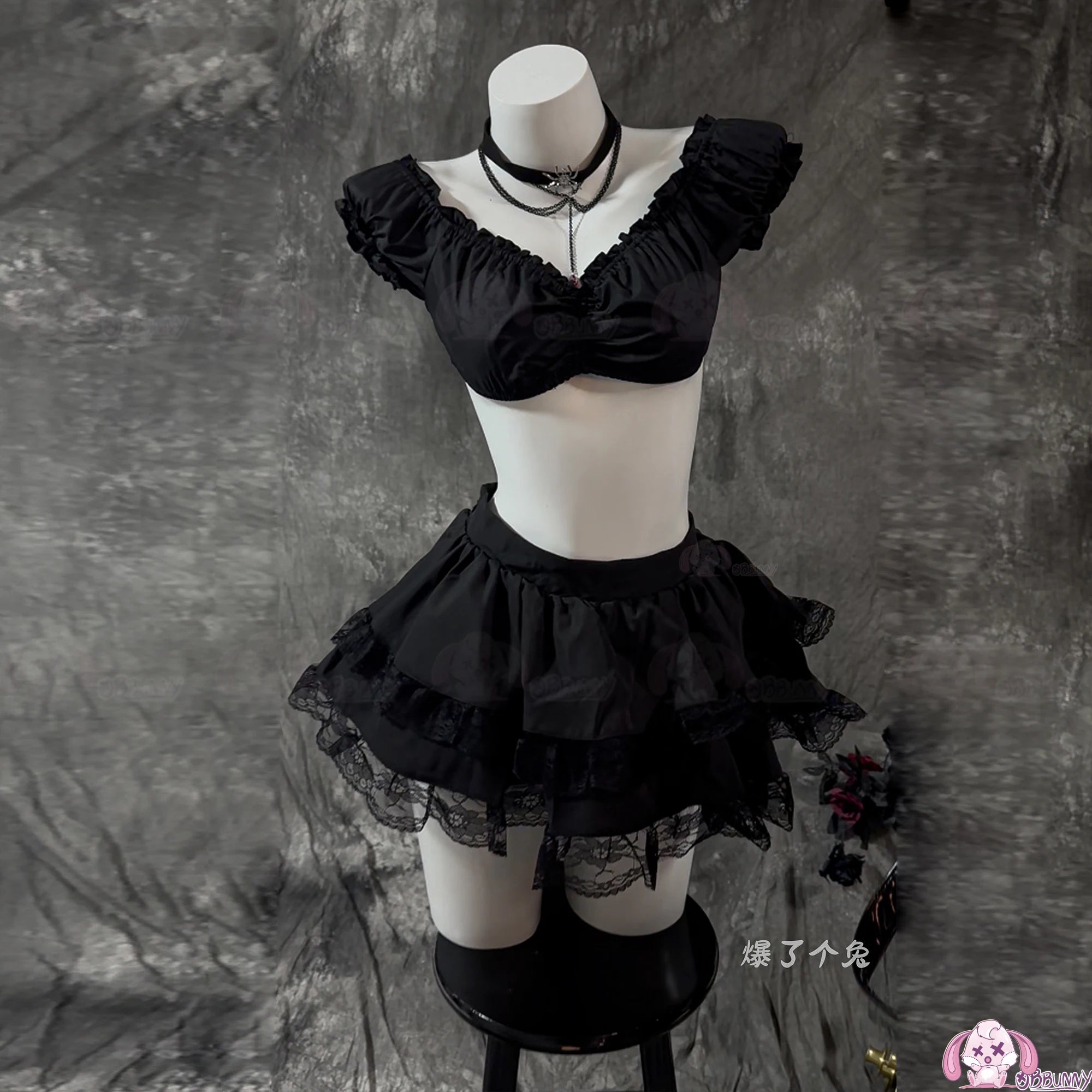 Halloween Gothic Skull Short Dress Cosplay Lolita Punk Steampuff Black Corset Outfit Jirai Kei Halloween Christmas Costume Anime