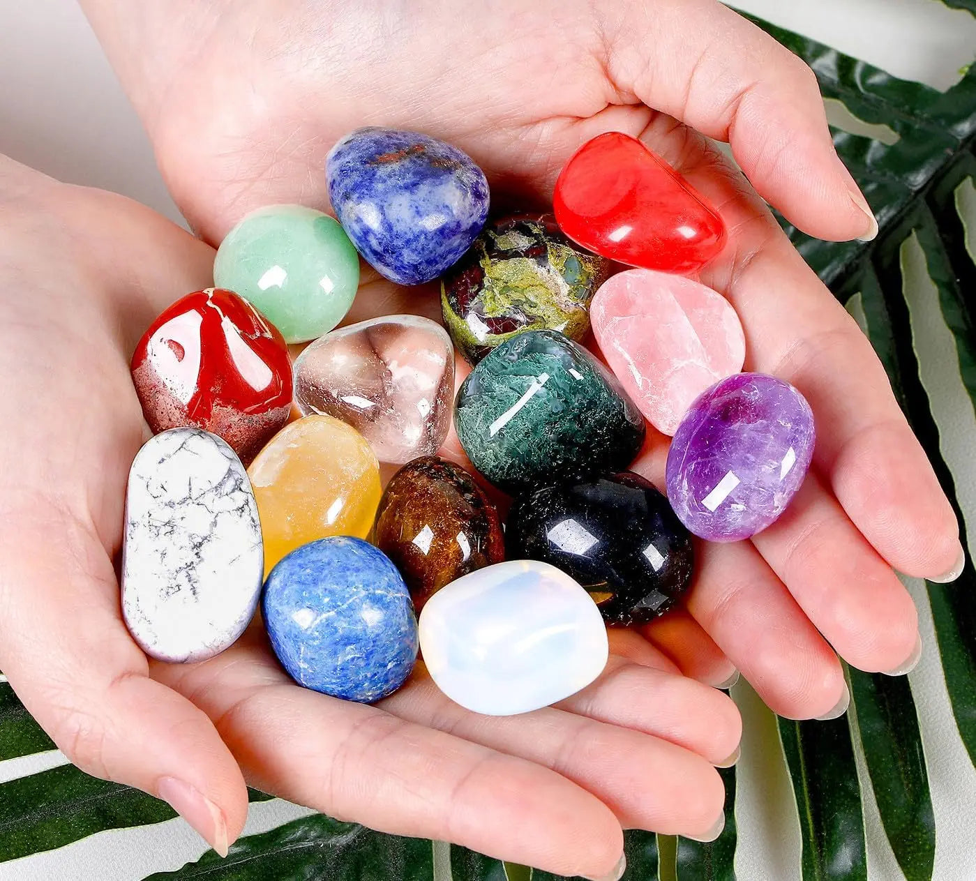 15 Pcs Natural Tumbled Stones Polished Irregular Crystal Set Chakra Colored Rocks Gemstones Vase Filler Home Decoration