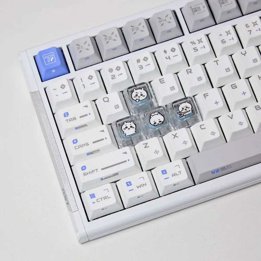 Chiikawa Artisan Keycaps, Transparent PC Glow Keycaps for Mechanical Keyboard, Custom Anime Keycaps