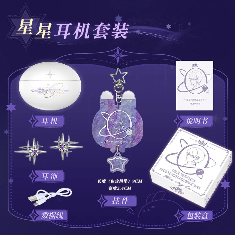 Anime Game Love and Deepspace Cosplay Xavier Ear Clip Wireless Bluetooth Earphones Earrings Headphone