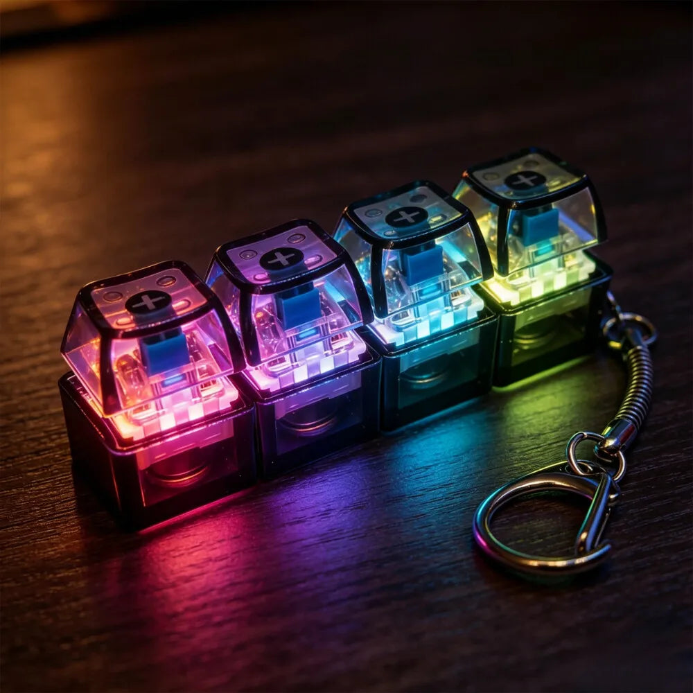 New Keyboard Keychain LED Light - Stress Anxiety Relief Fidget Toy, Portable Desktop Accessory for Office Decoration Gift