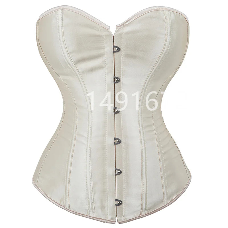 Corset Top Bustiers Overbust Satin Sexy Victorian Corsets Corselet Brocade Vintage Style Korsett for Women Plus Size Pink Green