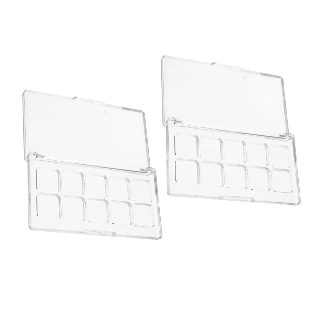2Pcs Eyeshadow Pan Holder Transparent Lipstick Palette Empty Portable Makeup Organizer Storage Box 10-Grid Compact Travel Blush