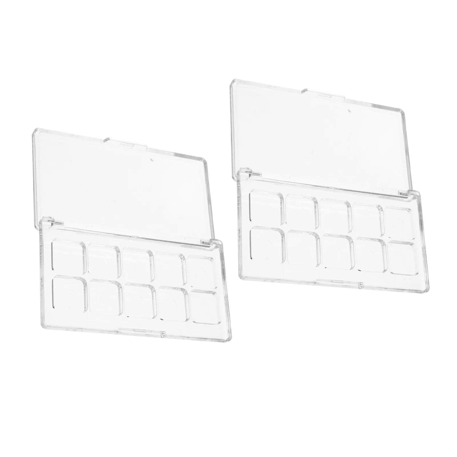 2Pcs Eyeshadow Pan Holder Transparent Lipstick Palette Empty Portable Makeup Organizer Storage Box 10-Grid Compact Travel Blush