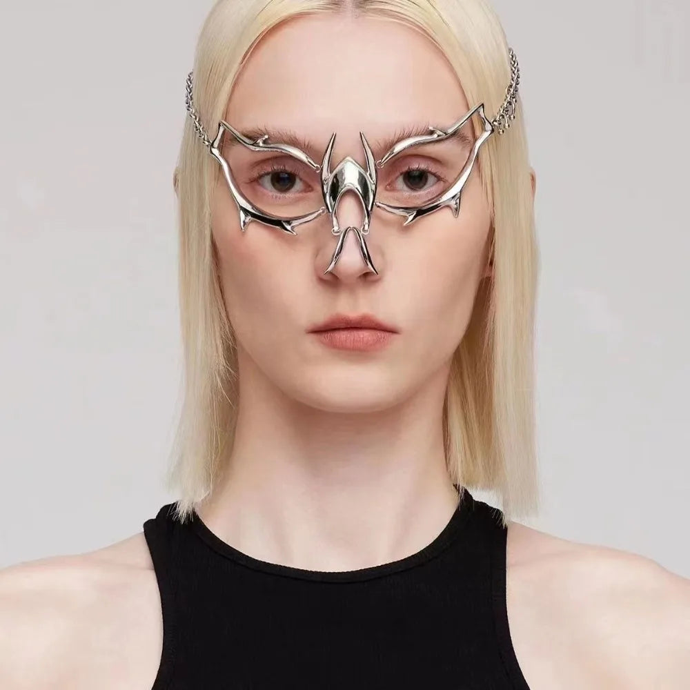 Punk Mechanical Blood Blade Alien Fluid Design Lip Ring Face Ear Jewelry Adjustable Gothic Exaggerated Party Body Accessories