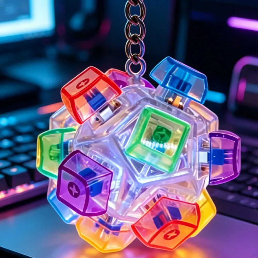 New Keyboard Keychain LED Light - Stress Anxiety Relief Fidget Toy, Portable Desktop Accessory for Office Decoration Gift