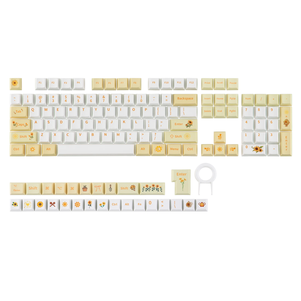 EPOMAKER Sunflower Keycaps Set 133 Cherry Profile Dye-Sub PBT Keys for Mechanical Gaming Keyboard with Front Printed Legends